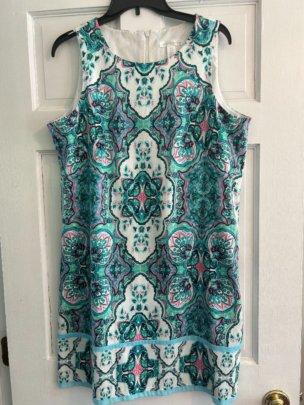 LONDON TIMES Turquoise, Pink, White Print Summer Dress